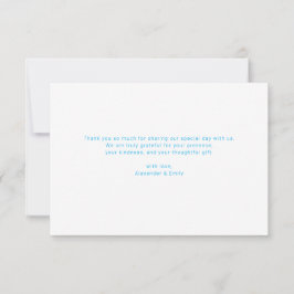 Elegant Blue Floral Wedding Thank You Card RSVP Karte