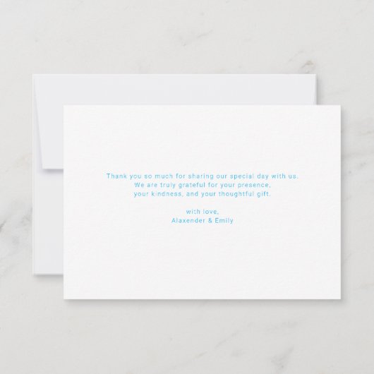 Elegant Blue Floral Wedding Thank You Card RSVP Karte (Rückseite)