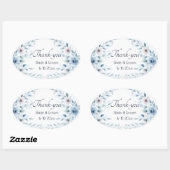 Elegant Blue Floral Wedding Thank-you Sticker (Blatt)