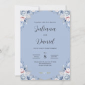 Elegant Blue Floral Wedding Tropical wedding  Einladung (Vorderseite)