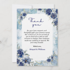 Elegant Blue Floral Wedding Vielen Dank flache Kar Dankeskarte