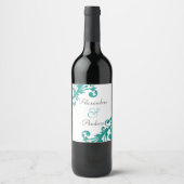 Elegant Blue Floral Weinetikett (Vorderseite)