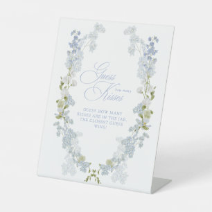 Elegant Blue Floral Wie viele Kisses Brautparty Sockelschild