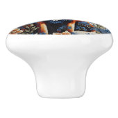 Elegant Blue Floral William Morris Inspired Fox Keramikknauf (Seitenansicht)