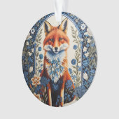 Elegant Blue Floral William Morris Inspiriert Fox Ornament (Vorderseite)