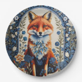 Elegant Blue Floral William Morris Inspiriert Fox Pappteller (Vorderseite)