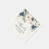 Elegant Blue Floral Winter Bridal Shower Napkin Serviette (Ecke)