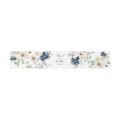 Elegant Blue Floral Winter Wedding Einladungsbanderole (Flach)