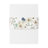 Elegant Blue Floral Winter Wedding Einladungsbanderole (Rückseitenbeispiel)