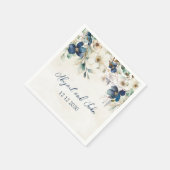 Elegant Blue Floral Winter Wedding Napkin Serviette (Ecke)