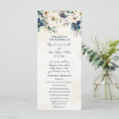 Elegant Blue Floral Winter Wedding Program Programm (Stehend Vorderseite)