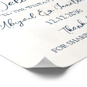 Elegant Blue Floral Winter Wedding Welcome Poster (Ecke)