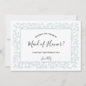 Elegant Blue Floral wird meine Brautjungfrau Invit Einladung (Vorderseite)