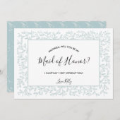 Elegant Blue Floral wird meine Brautjungfrau Invit Einladung (Vorne/Hinten)