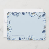 Elegant Blue Floral Womens Personalisiert Stationa Mitteilungskarte (Vorderseite)