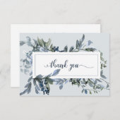 Elegant Blue Floral Wreath Beerdigung Danke (Vorne/Hinten)