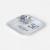 Elegant Blue Florals Women's 50th Birthday Party Pappteller (Gewinkelt)