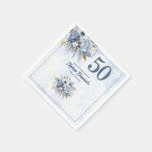 Elegant Blue Florals Women's 50th Birthday Party Serviette (Ecke)