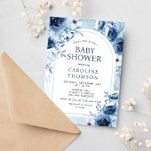 Elegant Blue Flowers Boy Baby Shower Einladung