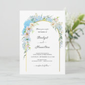 Elegant Blue Flowers Hydrangea Wedding Einladung (Stehend Vorderseite)