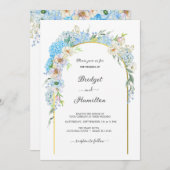Elegant Blue Flowers Hydrangea Wedding Einladung (Vorne/Hinten)