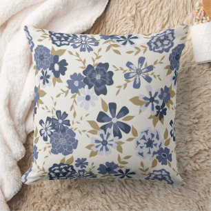 Elegant Blue Flowers Kissen