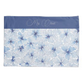 Elegant Blue Flowers Kissenbezug (Rückseite)
