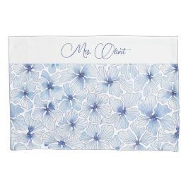 Elegant Blue Flowers Kissenbezug