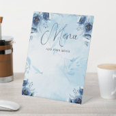 Elegant Blue Flowers Menu Baby Shower Boy Sockelschild (In SItu)
