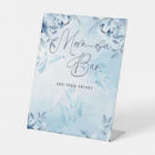 Elegant Blue Flowers Momosa Bar Baby Dusche Sockelschild (Vorderseite)