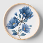 Elegant Blue Flowers Uhr (Vorderseite)