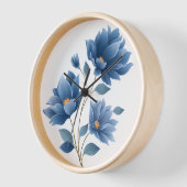 Elegant Blue Flowers Uhr (Winkel)