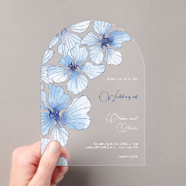 Elegant Blue Flowers Wedding Acryleinladungen