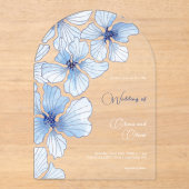 Elegant Blue Flowers Wedding Acryleinladungen (Vorderseite)