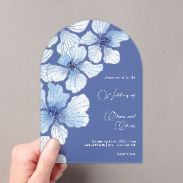 Elegant Blue Flowers Wedding Acryleinladungen