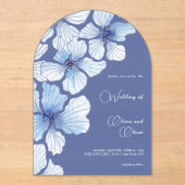 Elegant Blue Flowers Wedding Acryleinladungen (Vorderseite)