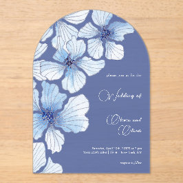 Elegant Blue Flowers Wedding Acryleinladungen
