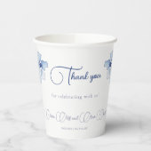 Elegant Blue Flowers Wedding Pappbecher (Links)