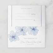 Elegant Blue Flowers Wedding Platzkarte (Außenseite Aufgefaltet)
