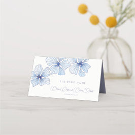 Elegant Blue Flowers Wedding Platzkarte