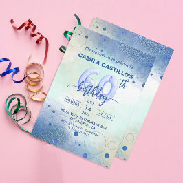 Elegant Blue Foil Balloons 60. Geburtstagsparty Einladung