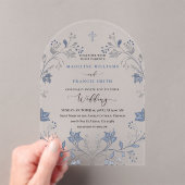 elegant blue foliage religious wedding acryleinladungen (Insitu (Handheld))