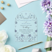 elegant blue foliage religious wedding acryleinladungen (Insitu (Hochzeit))