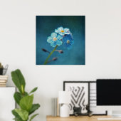 Elegant Blue Forget-me-not-Blume-Macro Poster (Heimbüro)