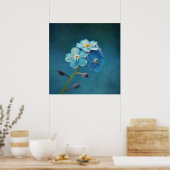 Elegant Blue Forget-me-not-Blume-Macro Poster (Küche)