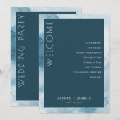 Elegant Blue Formal Ceremony Schedule Programm (Vorne/Hinten)