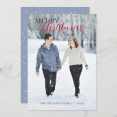 Elegant Blue Foto Frohe Weihnachten (Vorne/Hinten)