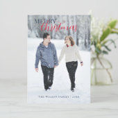 Elegant Blue Foto Frohe Weihnachten (Stehend Vorderseite)