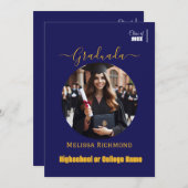 Elegant Blue Foto Spanisch Ankündigung (Vorne/Hinten)