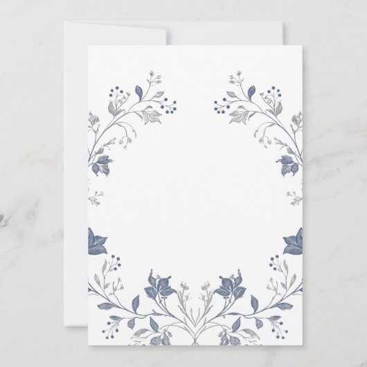 elegant blue frame Baptism Einladung (Rückseite)